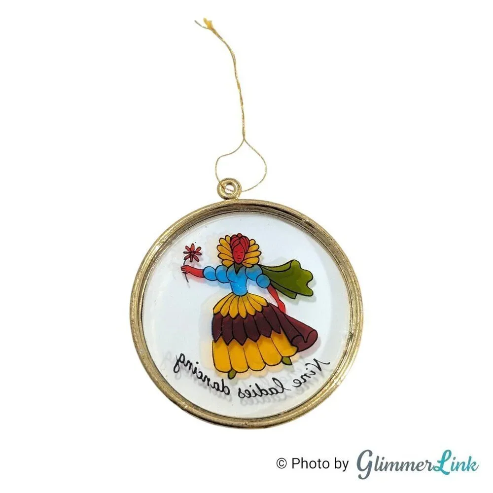 Vintage Trim A Tree SNP Nine Ladies Dancing Painted Art IOB Ornament